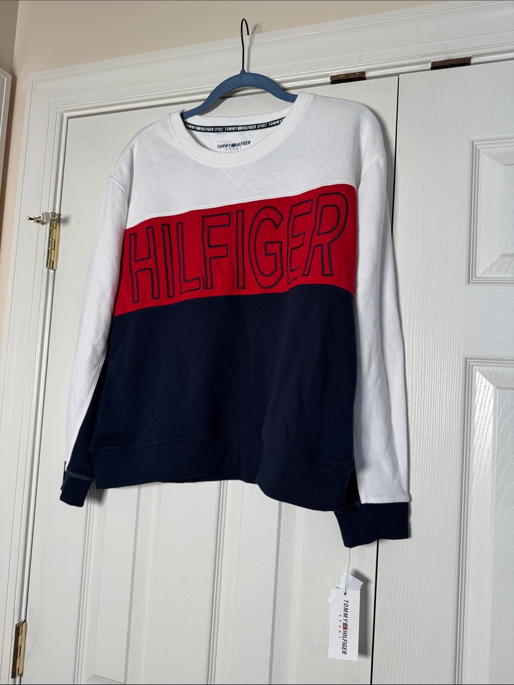 NWT Tommy Hilfiger Sport Colorblock Crewneck Sweatshirt Large red white navy